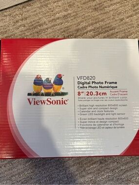 New In Box ViewSonic VFD820 LED 8" Black Digital Photo Frame